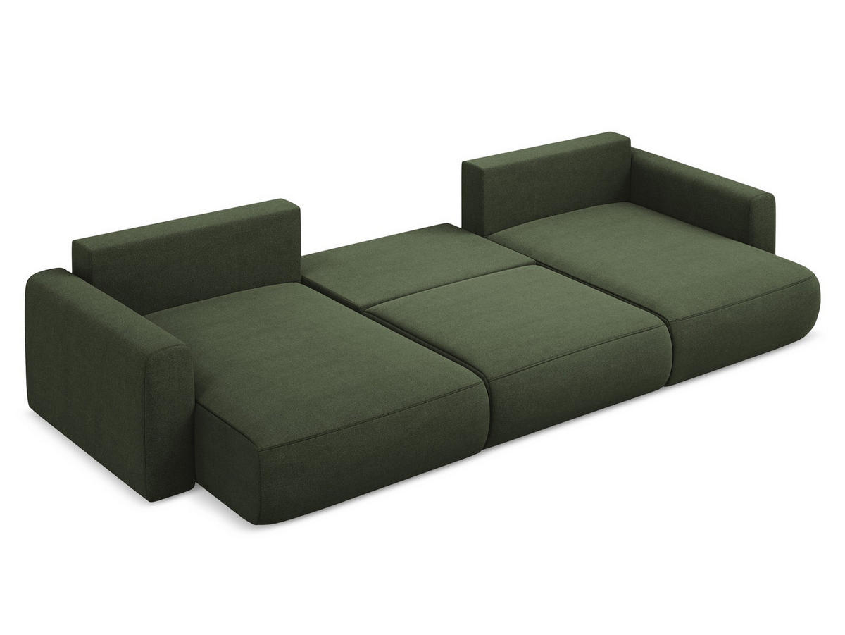 WOHNLANDSCHAFT Strukturstoff Stoff Grün - Schwarz/Olivgrün, Kunststoff/Textil (340/82/149cm) - Makamii