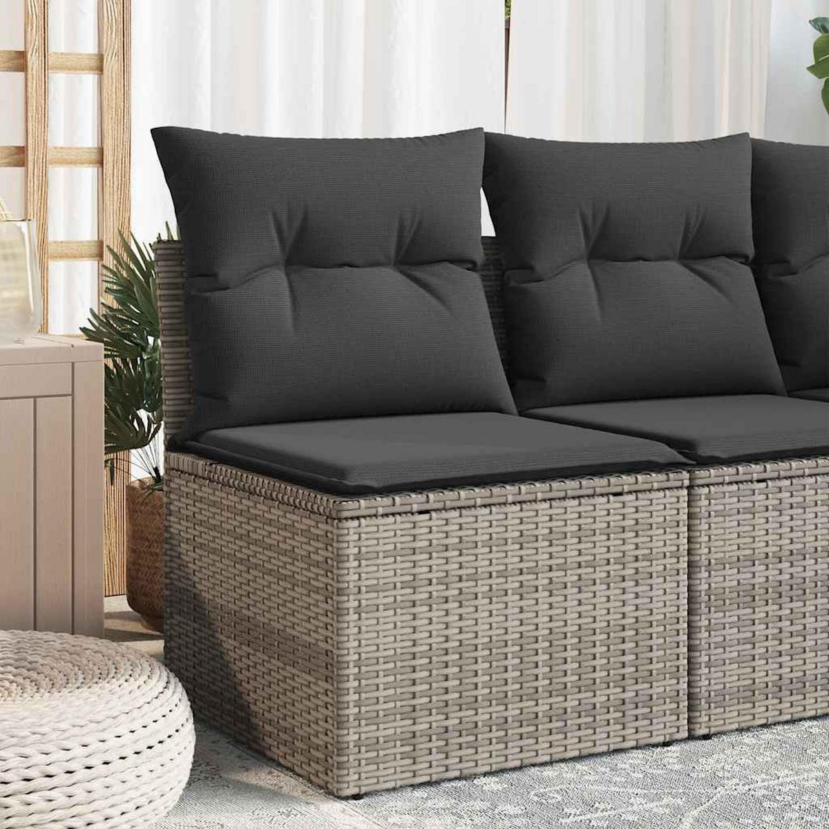 GARTENSESSEL Ohne Armlehnen Mit Kissen Grau Poly Rattan - Grau, Kunststoff (62/69/55cm) - vidaXL