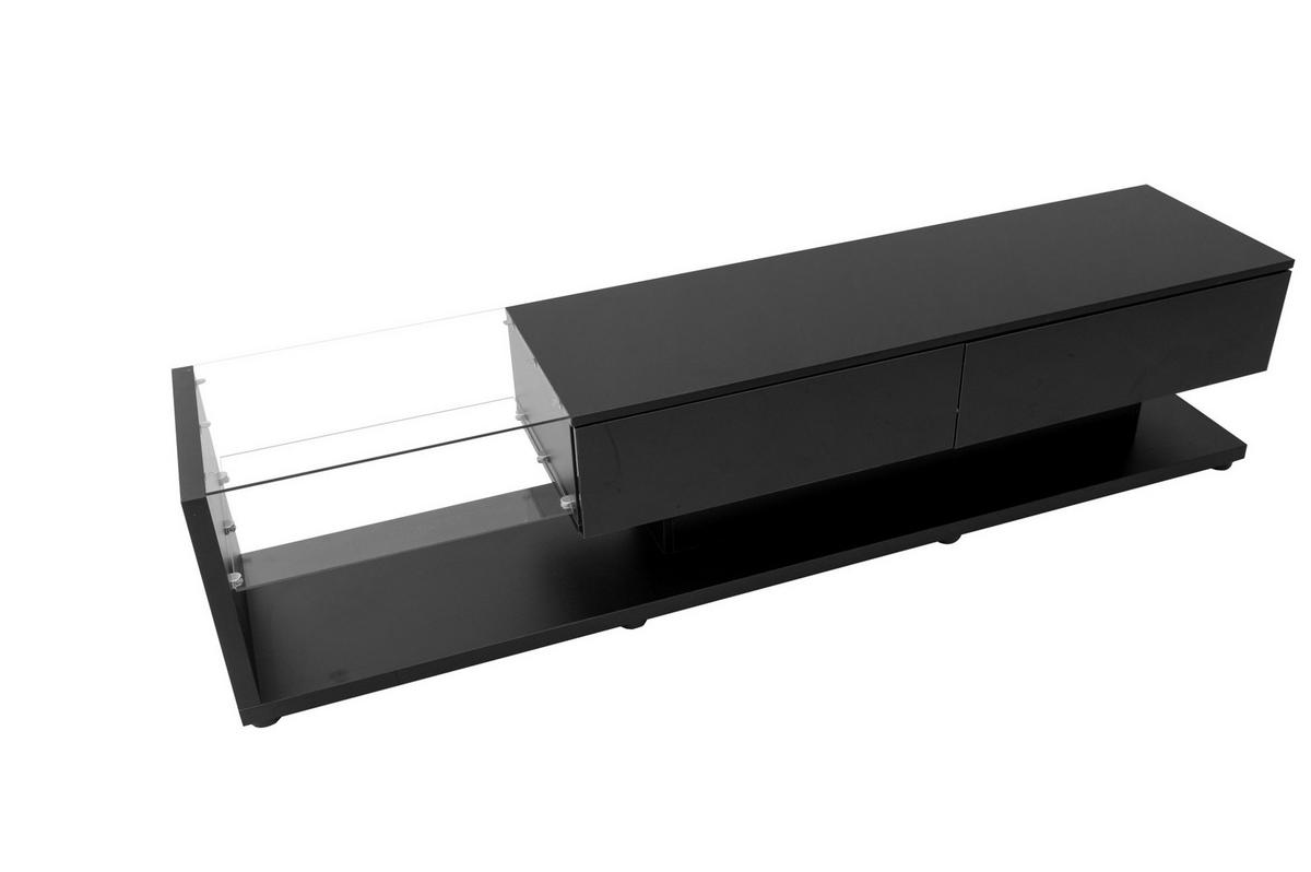 TV ormarić 170/36/38 cm crni od iverala s LED rasvjetom i staklenim policama - crna, drvni materijal (170/38/36cm) - OKWISH