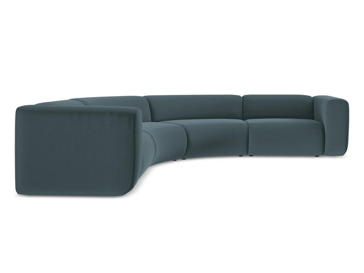 ECKSOFA Samt Stoff Blau - Blau/Petrol, Kunststoff/Textil (318/318cm) - Makamii