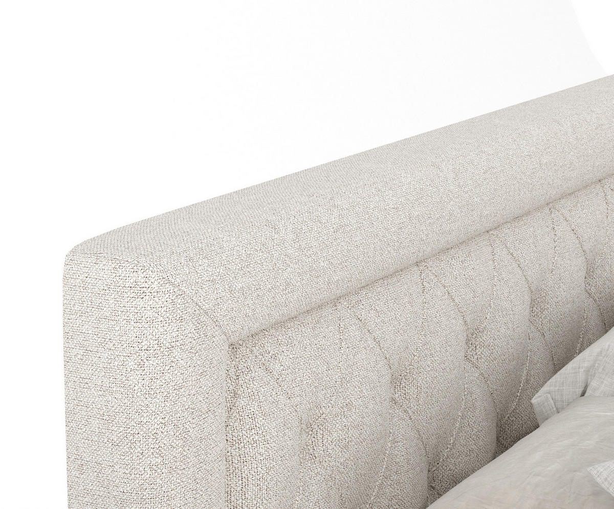 BOXSPRINGBETT Lavello Hellbeige 200/200 cm mit Latex-Topper - Beige/Silberfarben, Holz/Holzwerkstoff (200/200cm) - Maison de Reve