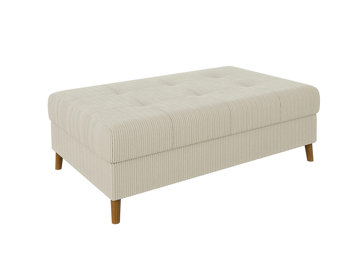 HOCKER Alma Beige Cord - Beige/Braun, Holz/Textil (118/40/73cm) - S-Style Möbel