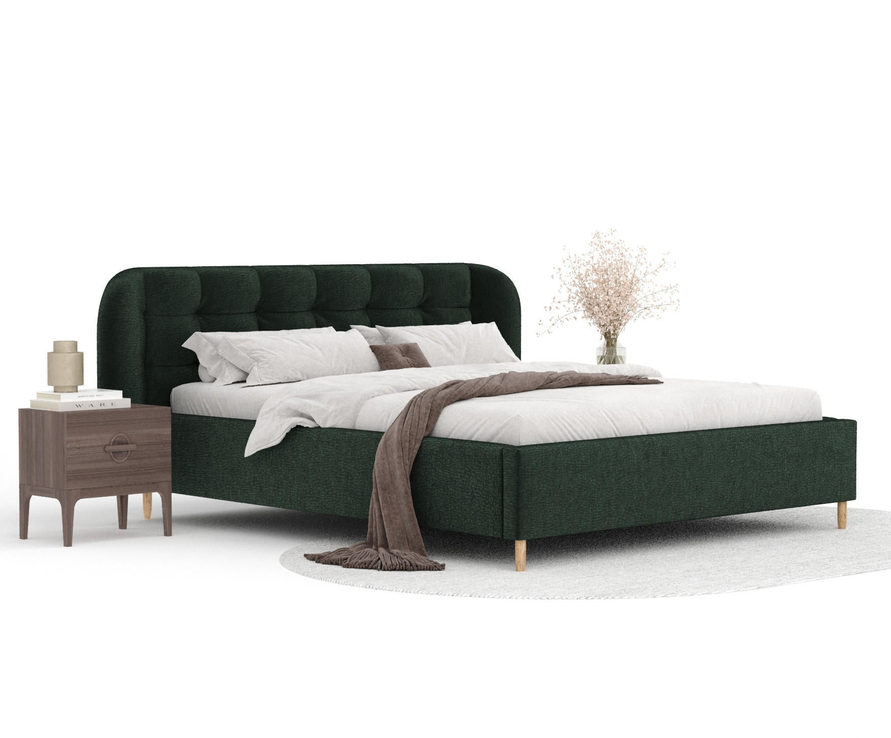 Thumbnail - Maison de Reve Polsterbett, Dunkelgrün, Textil, Buche, Kiefer, 160x200 cm, Oeko-Tex® Standard 100, FSC 100%, Made in EU,...