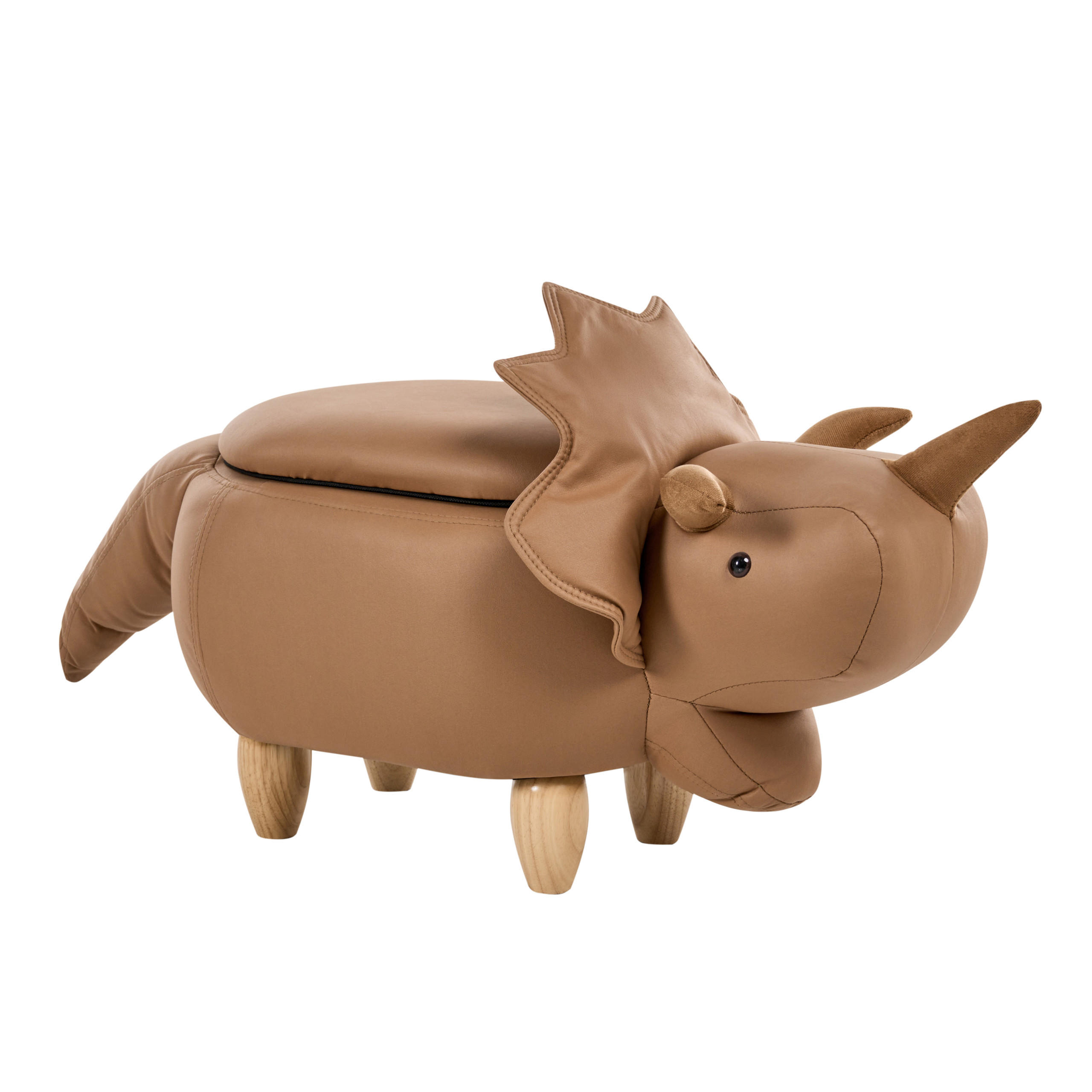 TIERHOCKER Braun Triceratops - Braun, Textil (92/56/42cm) - Beliani