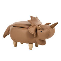 TIERHOCKER Braun Triceratops - Braun, Textil (92/56/42cm) - Beliani