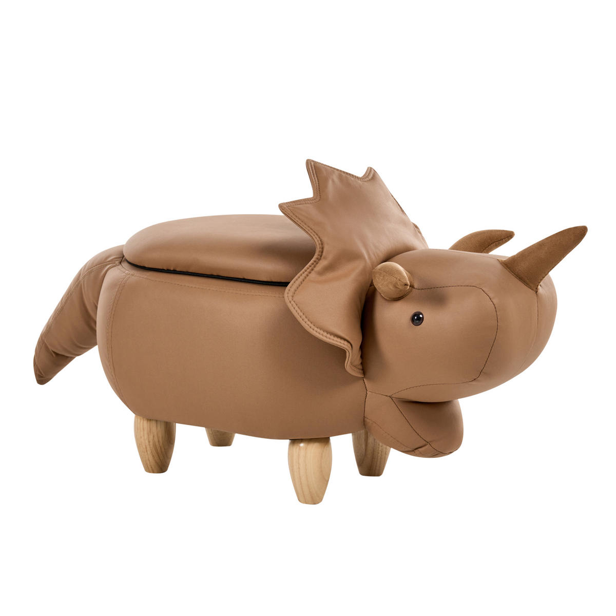 TIERHOCKER Braun Triceratops - Braun, Textil (92/56/42cm) - Beliani