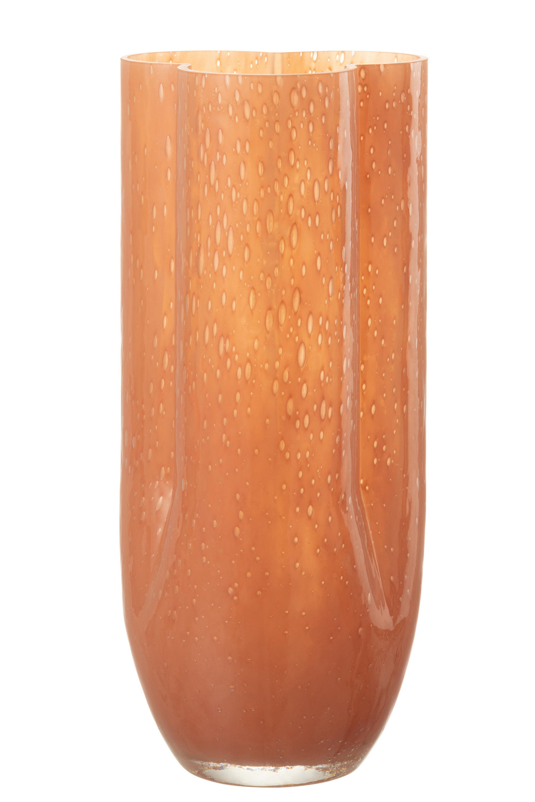 VASE TRIKKIE - Glas - Koralle - Ø 14,5 cm - Rot, Glas (14.5/34.5cm) - J-Line