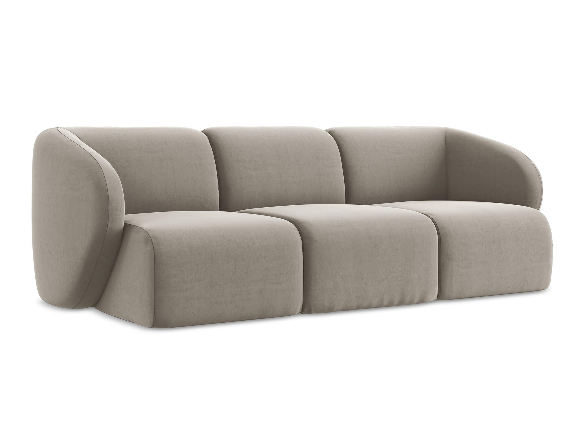 3-SITZER SOFA Samt Stoff Grau - Taupe/Schwarz, Holzwerkstoff/Kunststoff (244/75/94cm) - Makamii