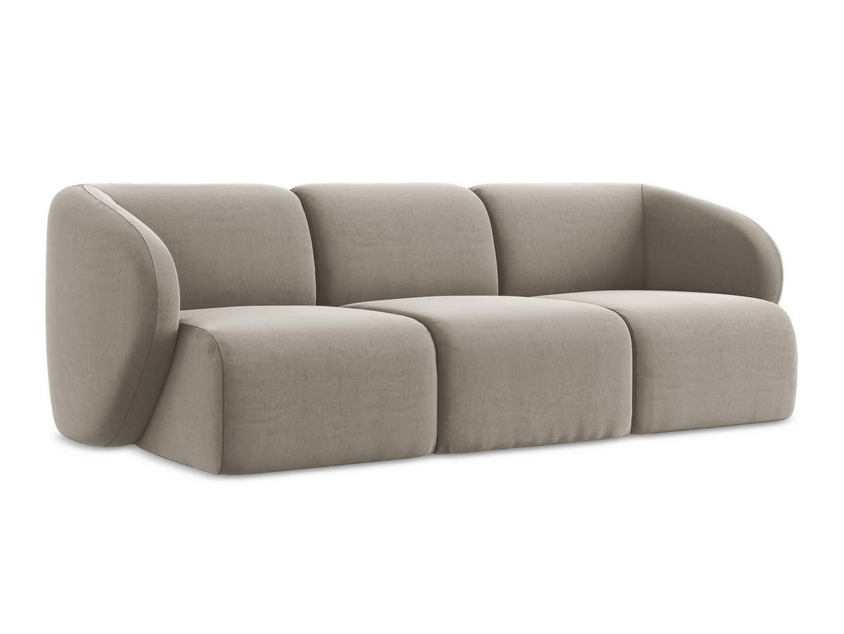 3-SITZER SOFA Samt Stoff Grau - Taupe/Schwarz, Holzwerkstoff/Kunststoff (244/75/94cm) - Makamii