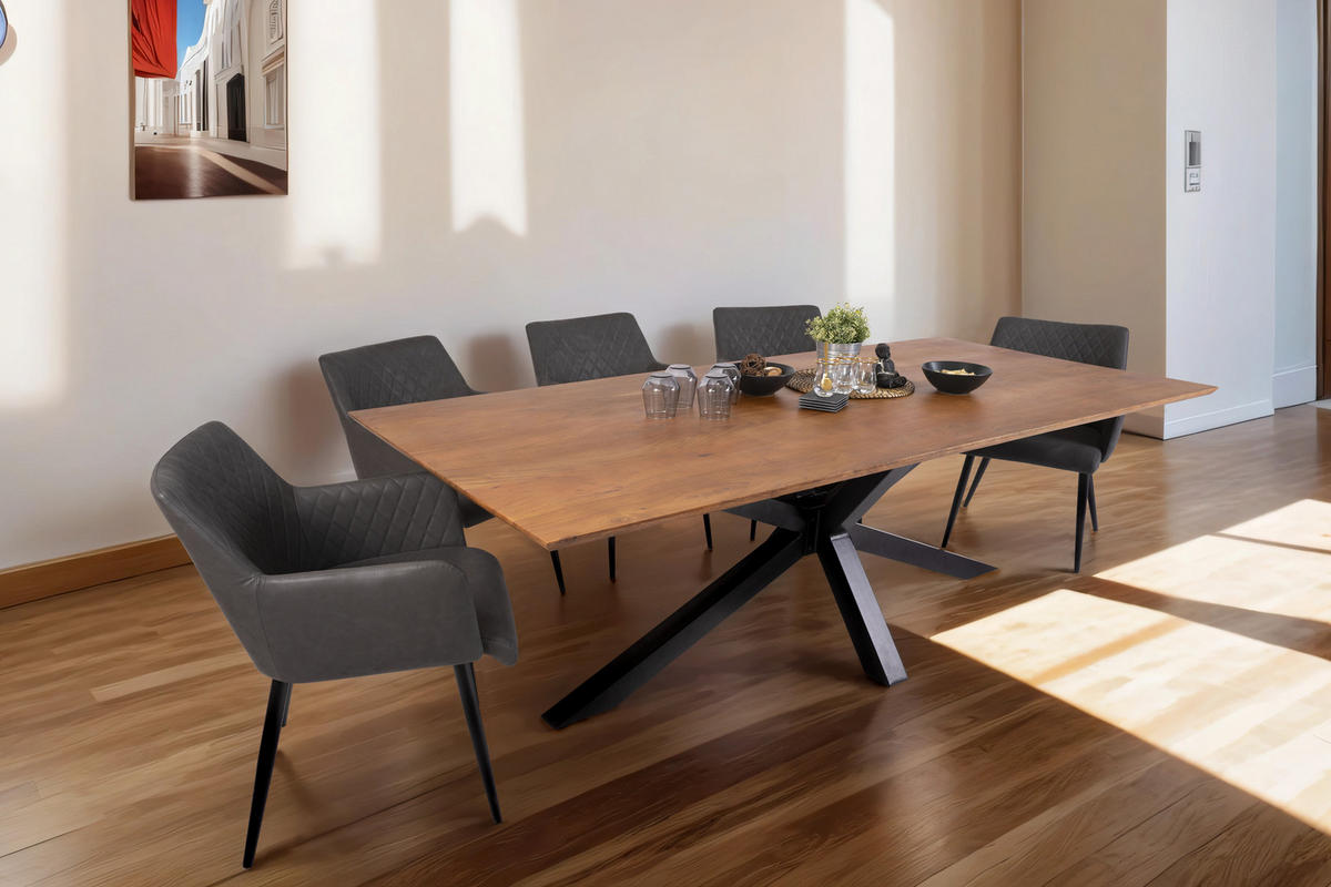 ESSTISCH ABBY - Schwarz/Braun, Holz/Metall (100/280/77cm) - SAM