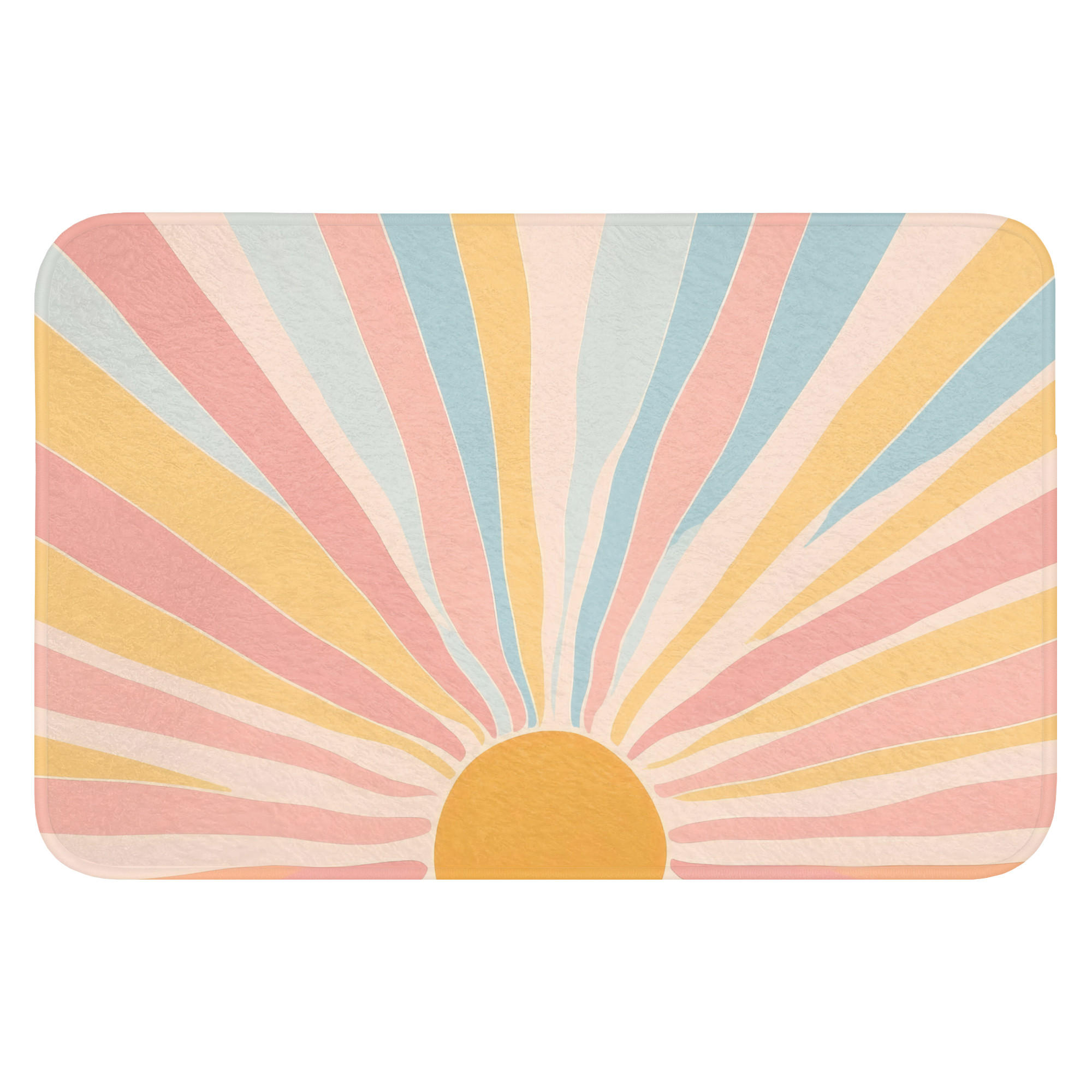BADEMATTE Illustration - Sonne - Pastellfarben Rutschfest 60x40 cm - Pastellblau, Kunststoff/Textil (60/40cm) - OnlyWow