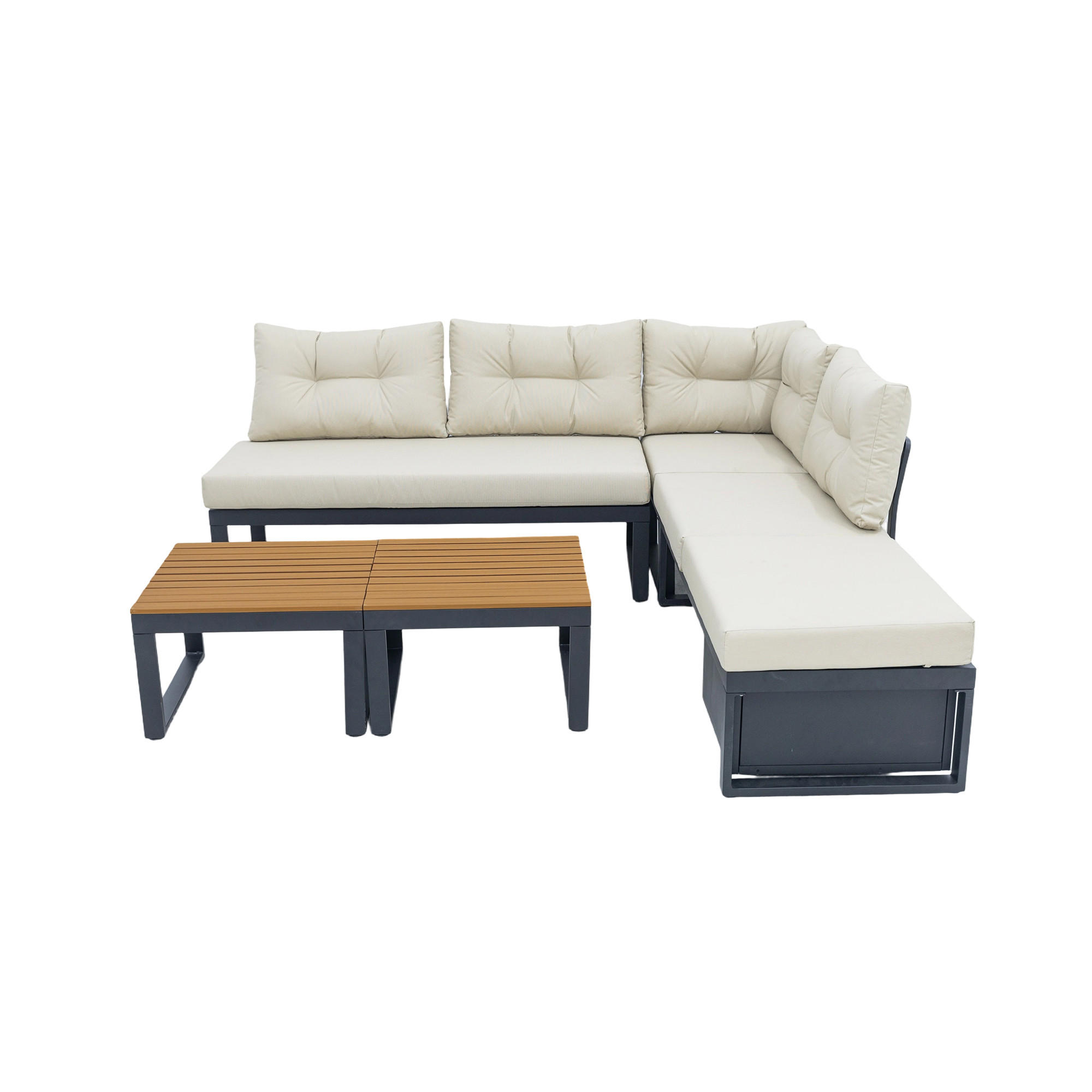 GARTENMÖBELSET 191,5/191,5/79 cm Beige aus Polyester mit Stauraum - Beige, Textil - OKWISH