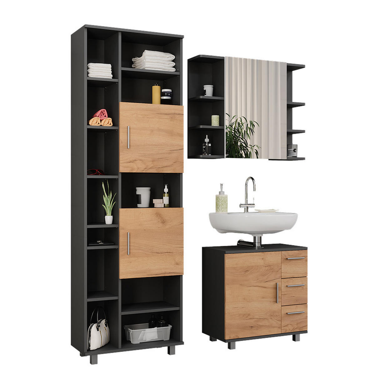 Honigeiche/Anthrazit, Holzwerkstoff (60.2/60.8/33cm) - Vicco