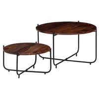 2-TLG. Couchtisch-Set Massivholz Palisander 60x35 cm - Braun, Holzwerkstoff (60/60/35cm) - furnicato