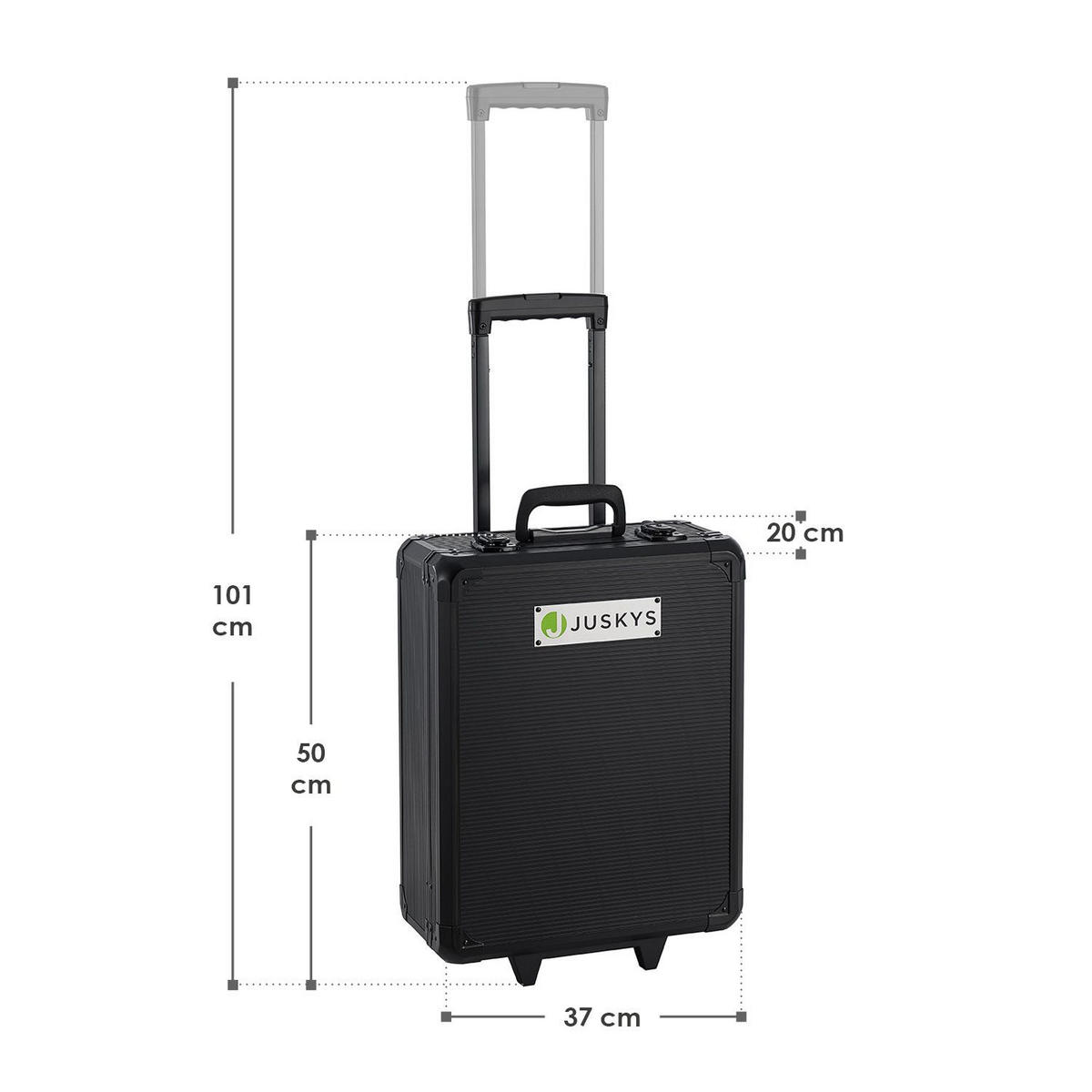 WERKZEUGKOFFER mit Trolley-Funktion (1200-tlg.) - Schwarz, Metall (37/18/45cm) - Juskys