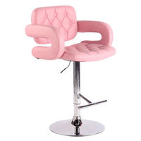 BARHOCKER Dubai, Gestell Metall in Chromoptik, Kunstleder Pink - Chromfarben/Rosa, Kunststoff/Textil (52/100/55cm) - TPFLiving