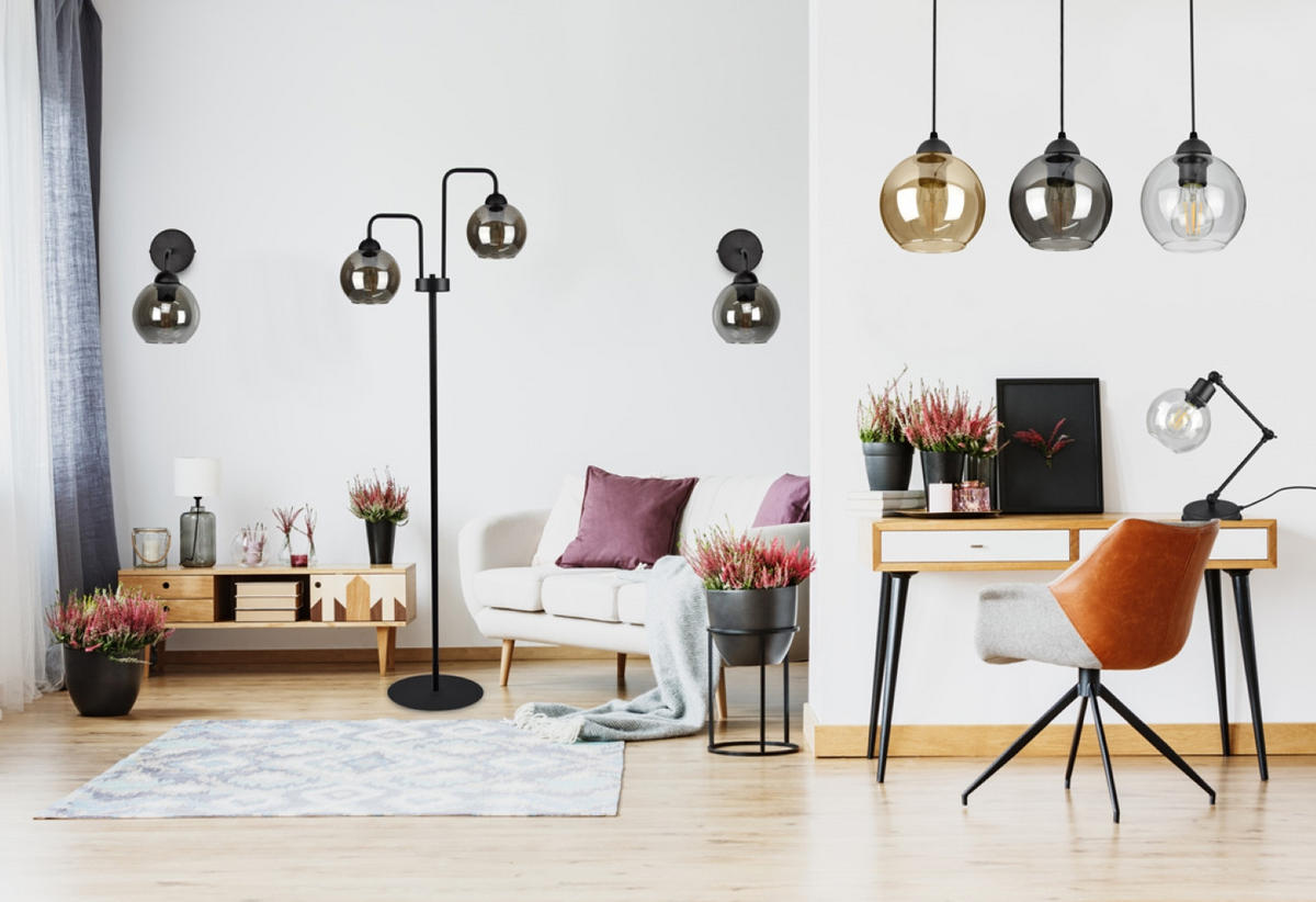 PENDELLEUCHTE HAGEN - Transparent/Schwarz, Glas/Metall (15/70/70cm) - kiki design