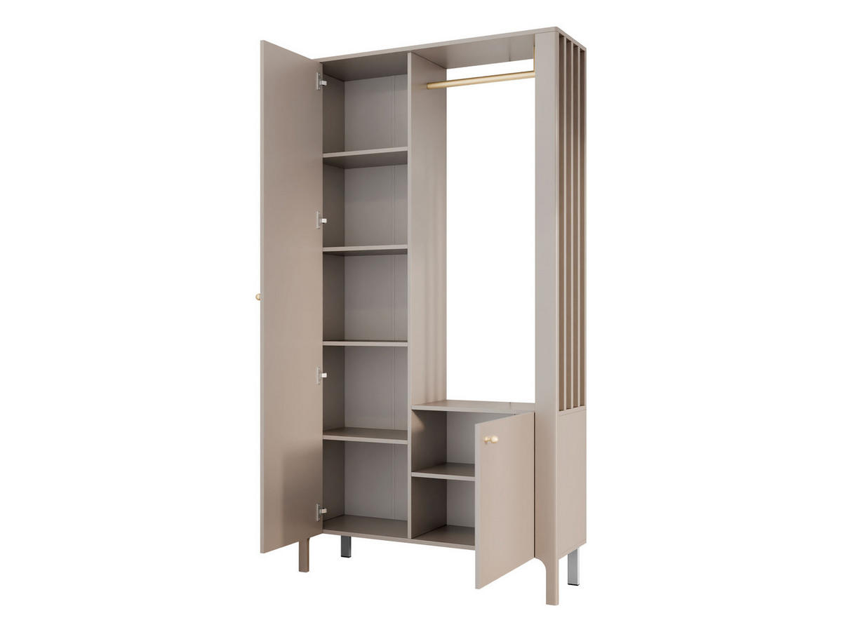 GARDEROBE-SET Malumi - Kaschmir/Goldfarben, Holzwerkstoff/Metall (105/197/33cm) - MIRJAN24