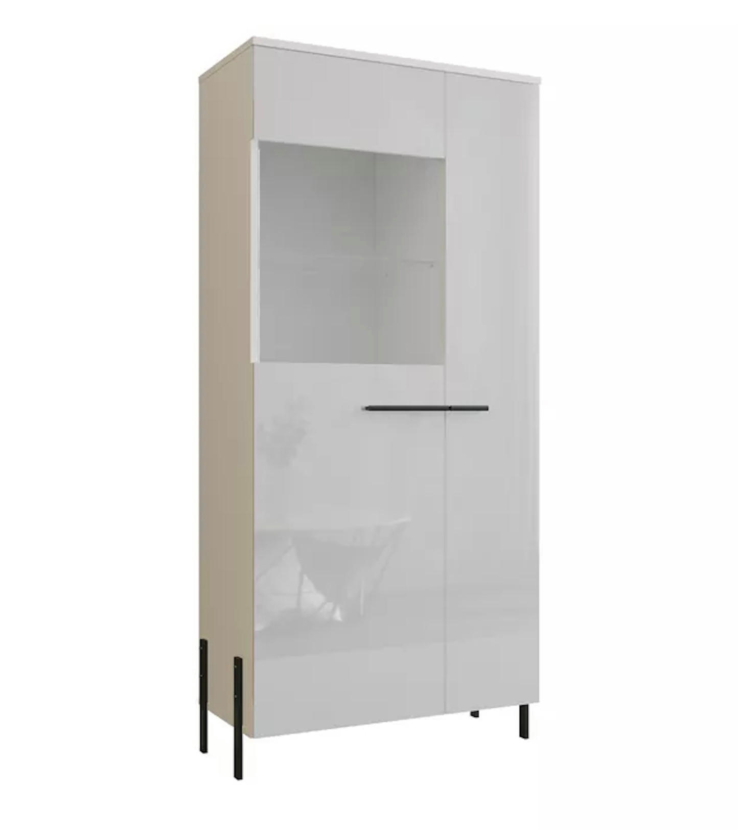 Feldmann-Wohnen Vitrine Weiß, Schwarz 70x158x40 cm