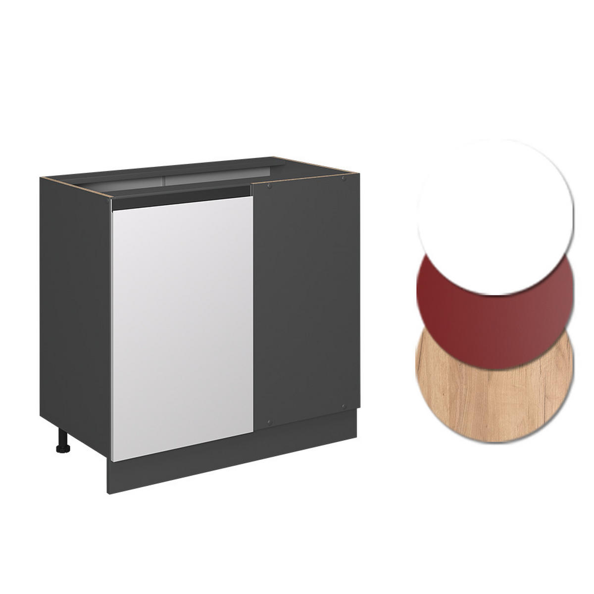 ECKUNTERSCHRANK R-Line Weiß 86 cm AP Marmor - Anthrazit/Weiß, Holzwerkstoff (86/81.6/60cm) - Vicco