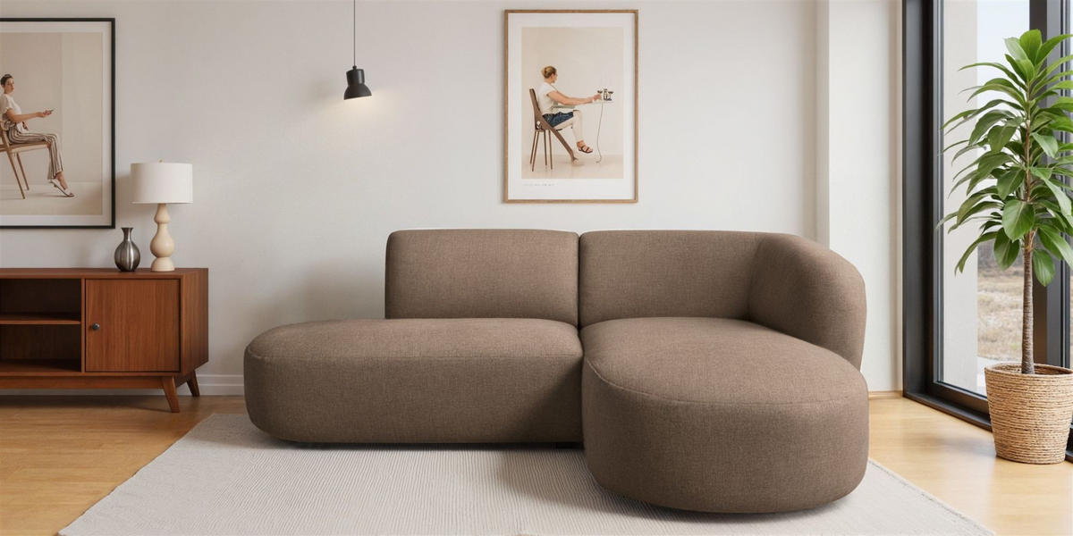 ECKSOFA Babette - Braun, Holzwerkstoff/Textil (242/188cm) - Fun Möbel