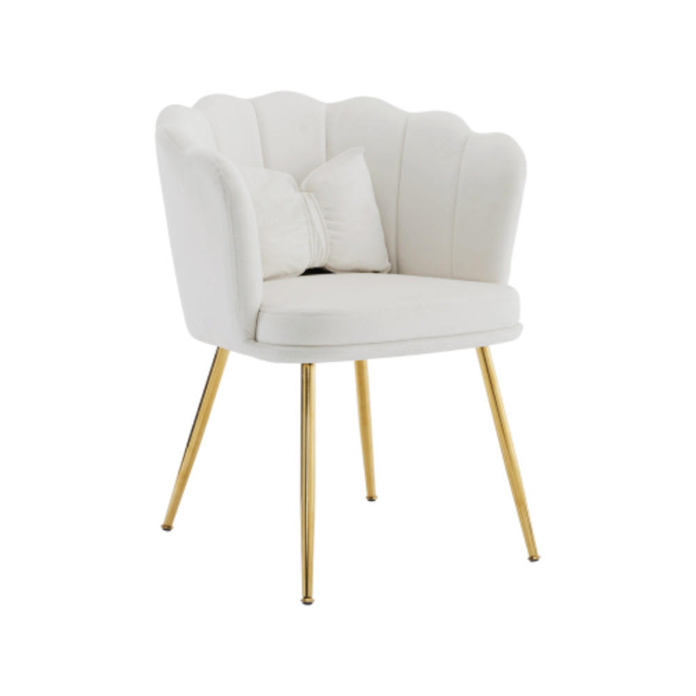 SESSEL aus Samt 63×58×77 mit vergoldete Beine, weiß - Weiß, Textil (58/77/63cm) - Luhomfu
