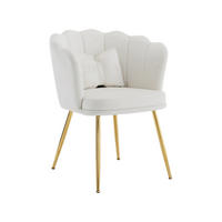 SESSEL aus Samt 63×58×77 mit vergoldete Beine, weiß - Weiß, Textil (58/77/63cm) - Luhomfu
