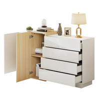 SIDEBOARD 140/35/76,5 cm in Weiß Hochglanz mit 4 Schubladen und 2 Türen - Weiß, Holzwerkstoff (140/76.5/35cm) - Flora Grace