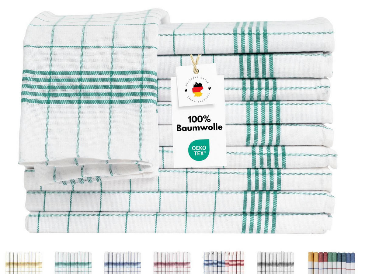 GESCHIRRTÜCHER 50x70 cm im 20er Set aus 100% Baumwolle, Küchentücher Grün - Grün, Textil (50/70cm) - Carpe Sonno