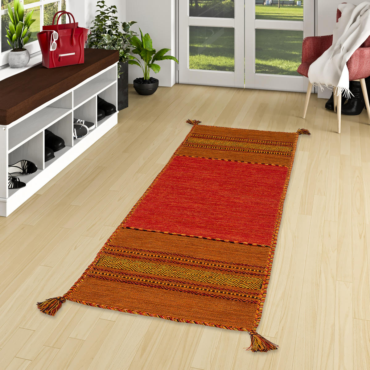 LÄUFER NATUR TEPPICH KELIM NAVARRO - Terracotta, Textil (70/140cm) - Pergamon