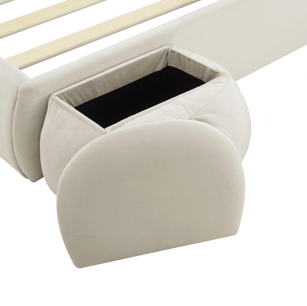 POLSTERBETT mit Stauraum 140x200 cm Samt Beige inkl. 2 Hocker - Beige, Metall (140/200cm) - Meubliv