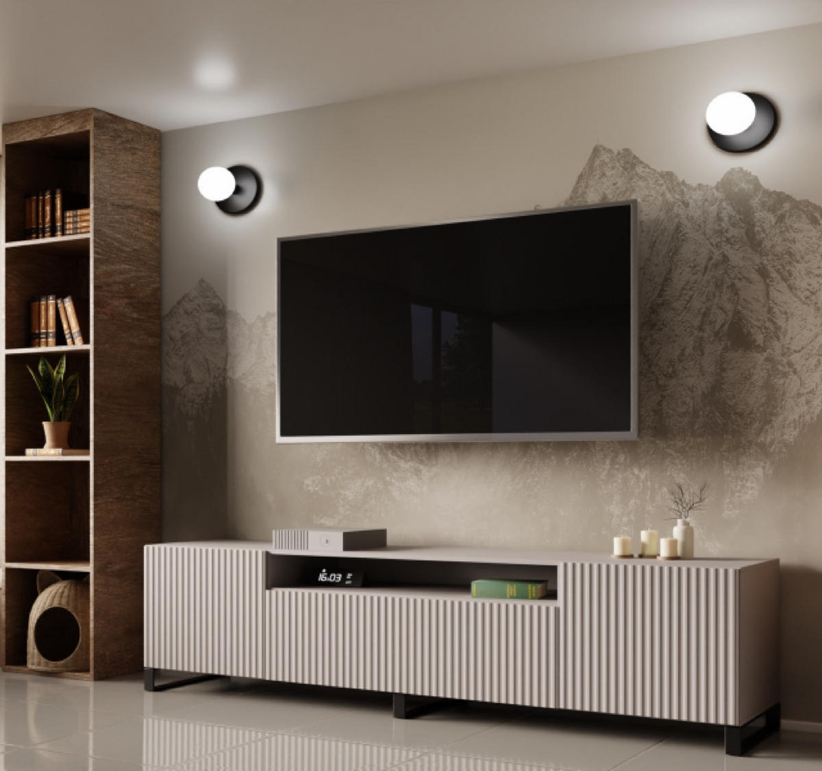 TV-SCHRANK Kaschmir NOELI Mit Gerillter Front - Beige, Holzwerkstoff (200/53/41cm) - Sepro Meble