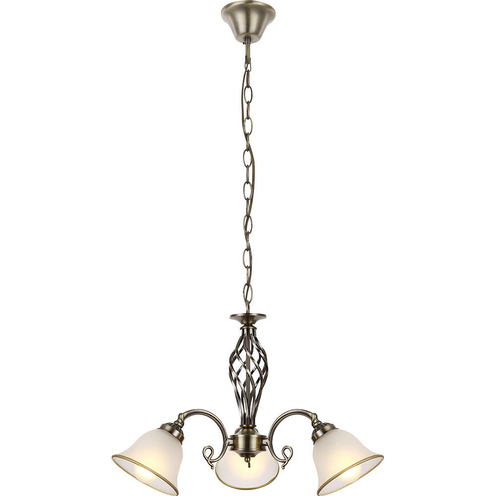 KRONLEUCHTER ODIN Messing satiniert 3-flammig - Messingfarben, Glas (60/60/120cm) - Globo Lighting