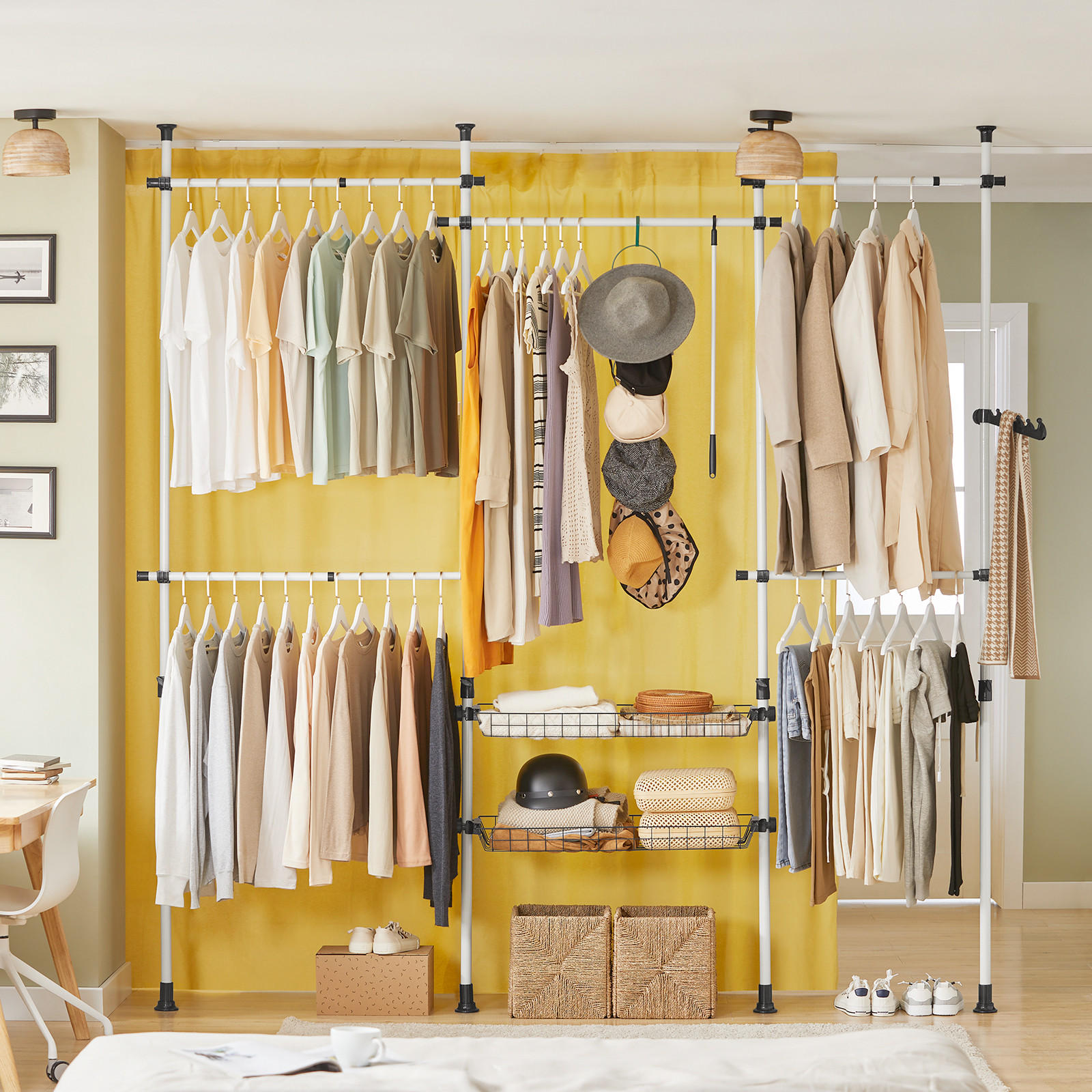 TELESKOP GARDEROBEN SYSTEM - Weiß, Kunststoff (311/285/3cm) - SoBuy
