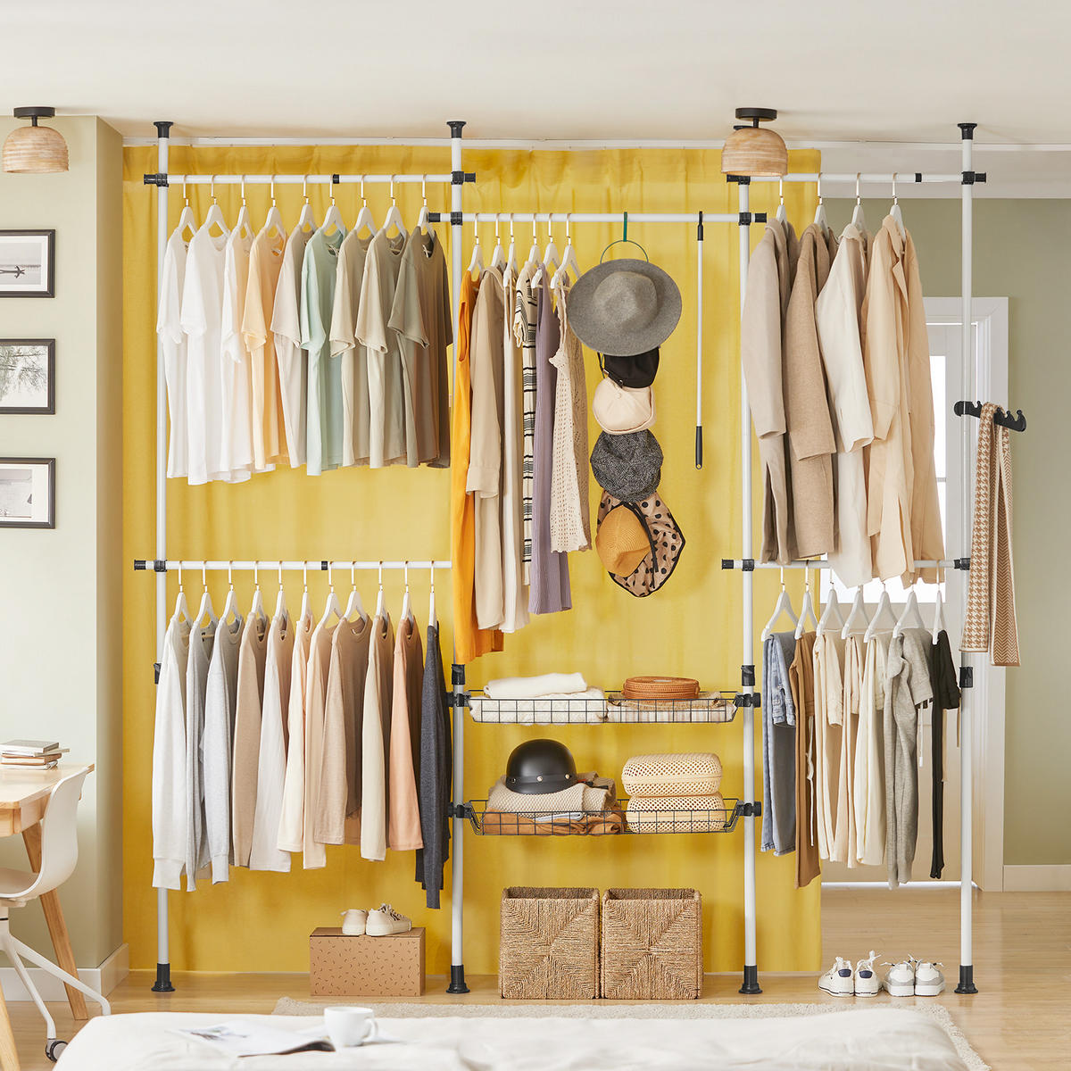TELESKOP GARDEROBEN SYSTEM - Weiß, Kunststoff (311/285/3cm) - SoBuy