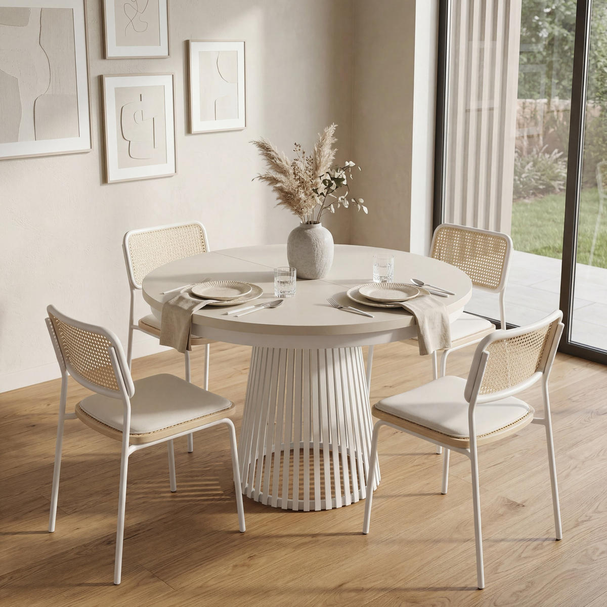 ESSTISCH TRAVIS Ausziehbar 100 - 180 / 100 x 76,6 cm - Kaschmir/Weiß, Holz (100/100/76.6cm) - MASSENO