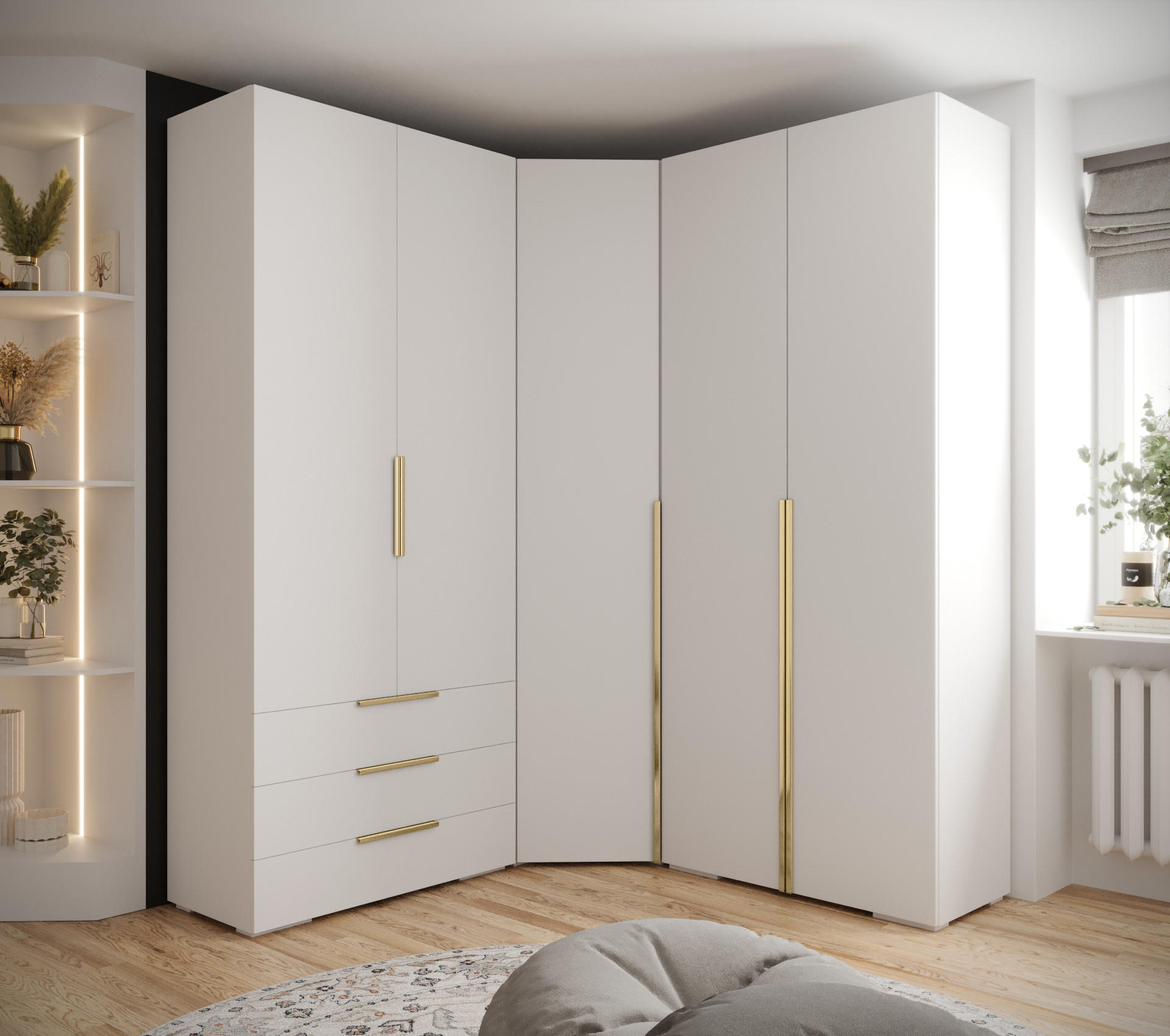 GARDEROBEN-SET 236,7/181,7/47 - Goldfarben/Weiß, Holz/Kunststoff (181.7/236.7/47cm) - Abiks Möbel