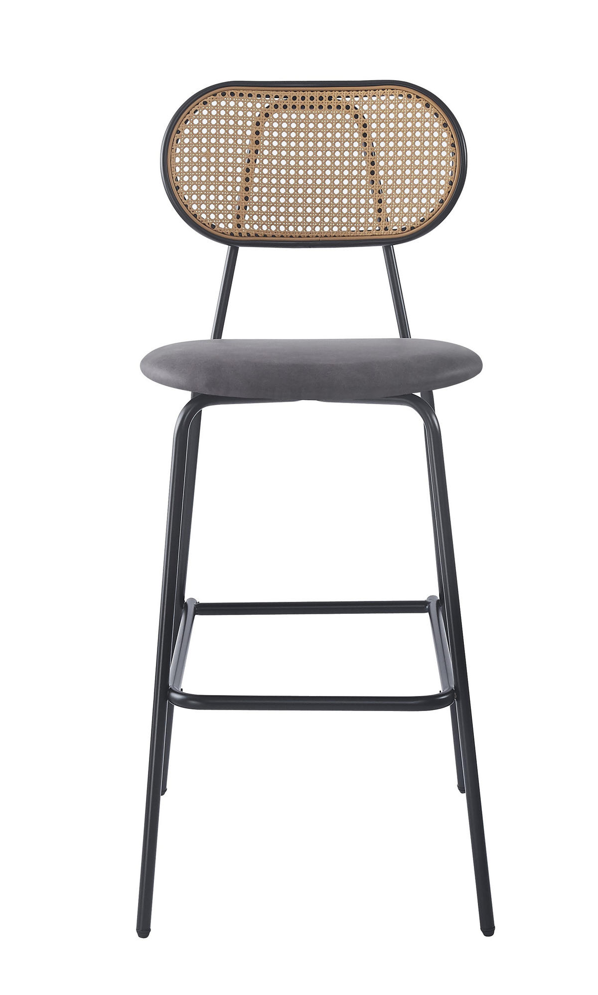 BARHOCKER 2er-Set Rattan Schwarz - Schwarz, Holz (48/108/60cm) - Nordlys