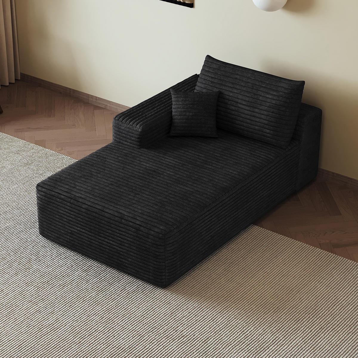 RÉCAMIERE DE-34721 linke Chaiselongue Schwarz - Schwarz, Textil (95/83/175cm) - ComfortXL