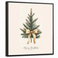 LEINWAND Bilder mit Rahmen - Weihnachtsbaum - Weihnachten - Frohe Weihnachten - Beige - 50x50 - Sandfarben, Textil (50/50cm) - MuchoWow