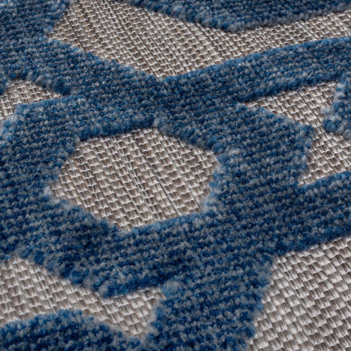 OUTDOOR-TEPPICH Marokkanisches-Mosaik, winterfest STOUR LIAM, Blau-Grau 160x160 cm - Blaugrau, Textil (160/160cm) - KADIMA DESIGN
