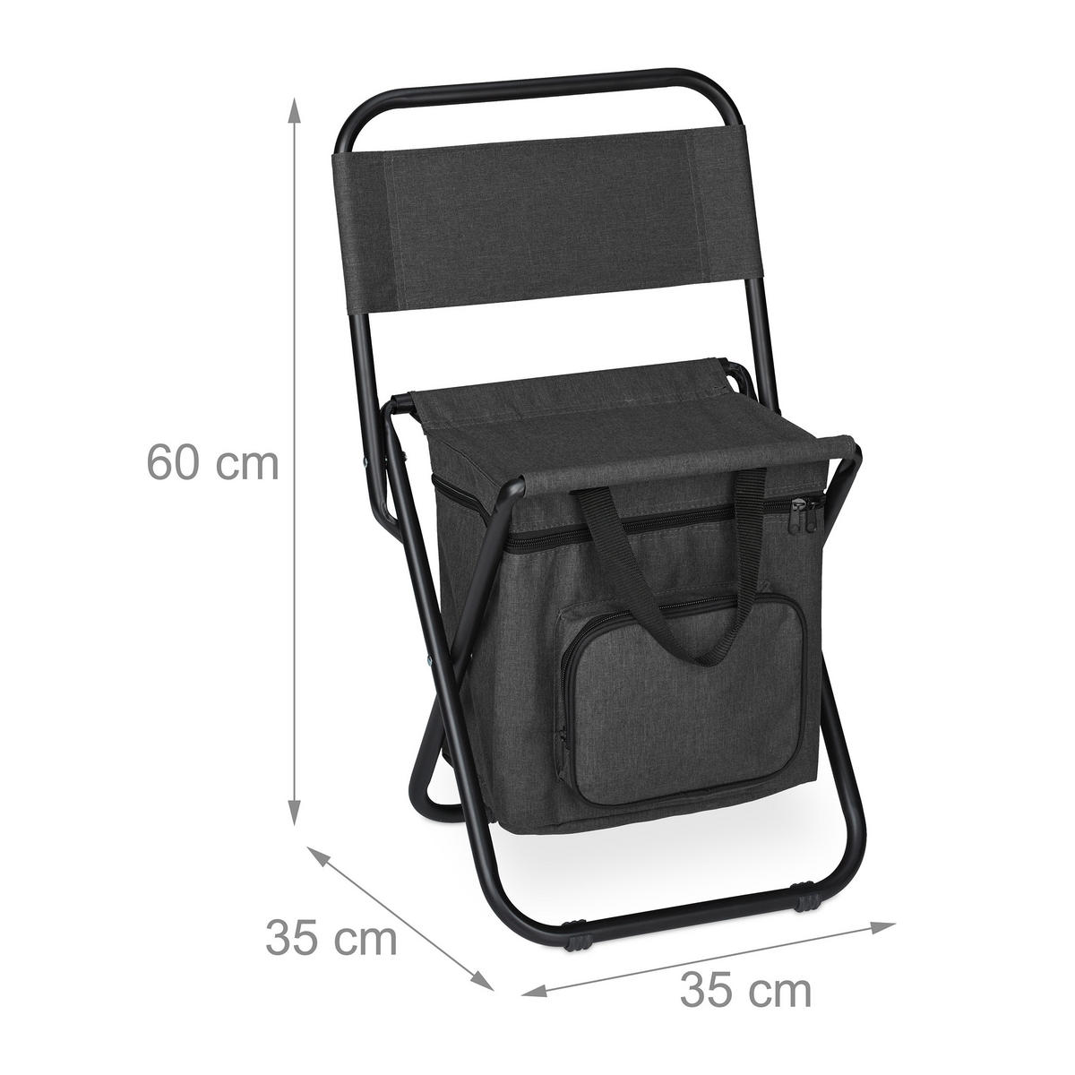 CAMPINGHOCKER - Schwarz, Textil/Metall (35/60/35cm) - Relaxdays