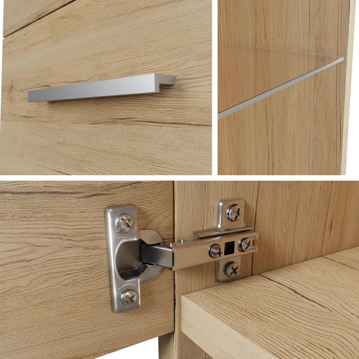 BADMÖBEL-SET Madrit I mit RGB LED Beleuchtung - Greige, Holzwerkstoff (30/132/30cm) - MIRJAN24