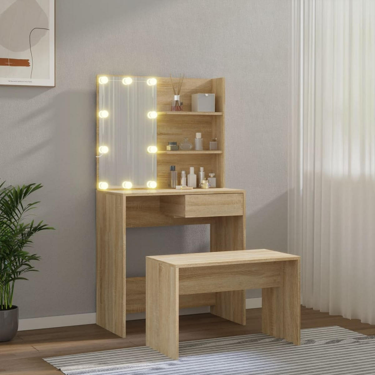 SCHMINKTISCH Dillard 74.5/40/141 cm - Braun, Holzwerkstoff (74.5/141/40cm) - Nettlife