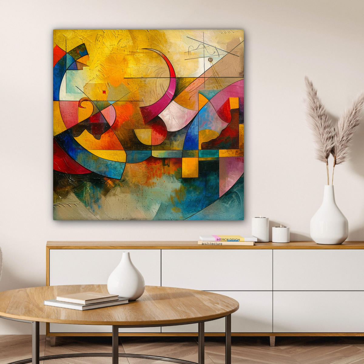 LEINWANDBILD Kunst - Abstrakt - Modern Deko Groß 90x90 cm - Gelb, Textil (90/90cm) - MuchoWow