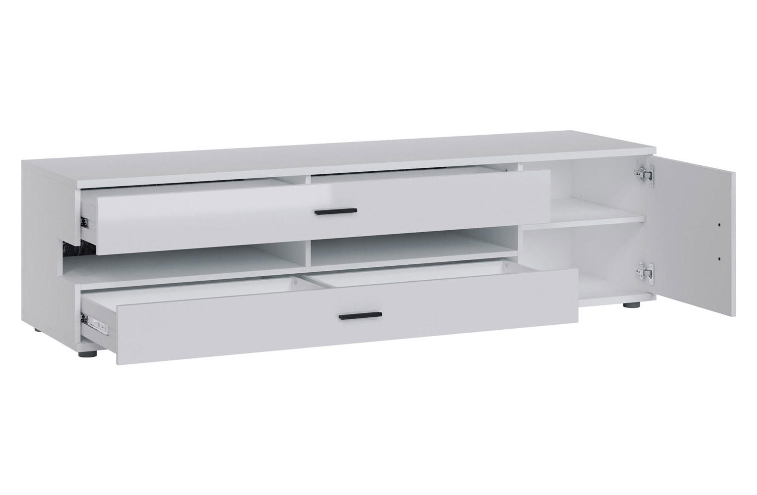 Thumbnail - Feldmann-Wohnen Lowboard, Weiß Hochglanz, Holzwerkstoff, 1 Fächer, 2 Schubladen, Rechteckig, 180x47.5x49.5 cm, Wohnzimme...