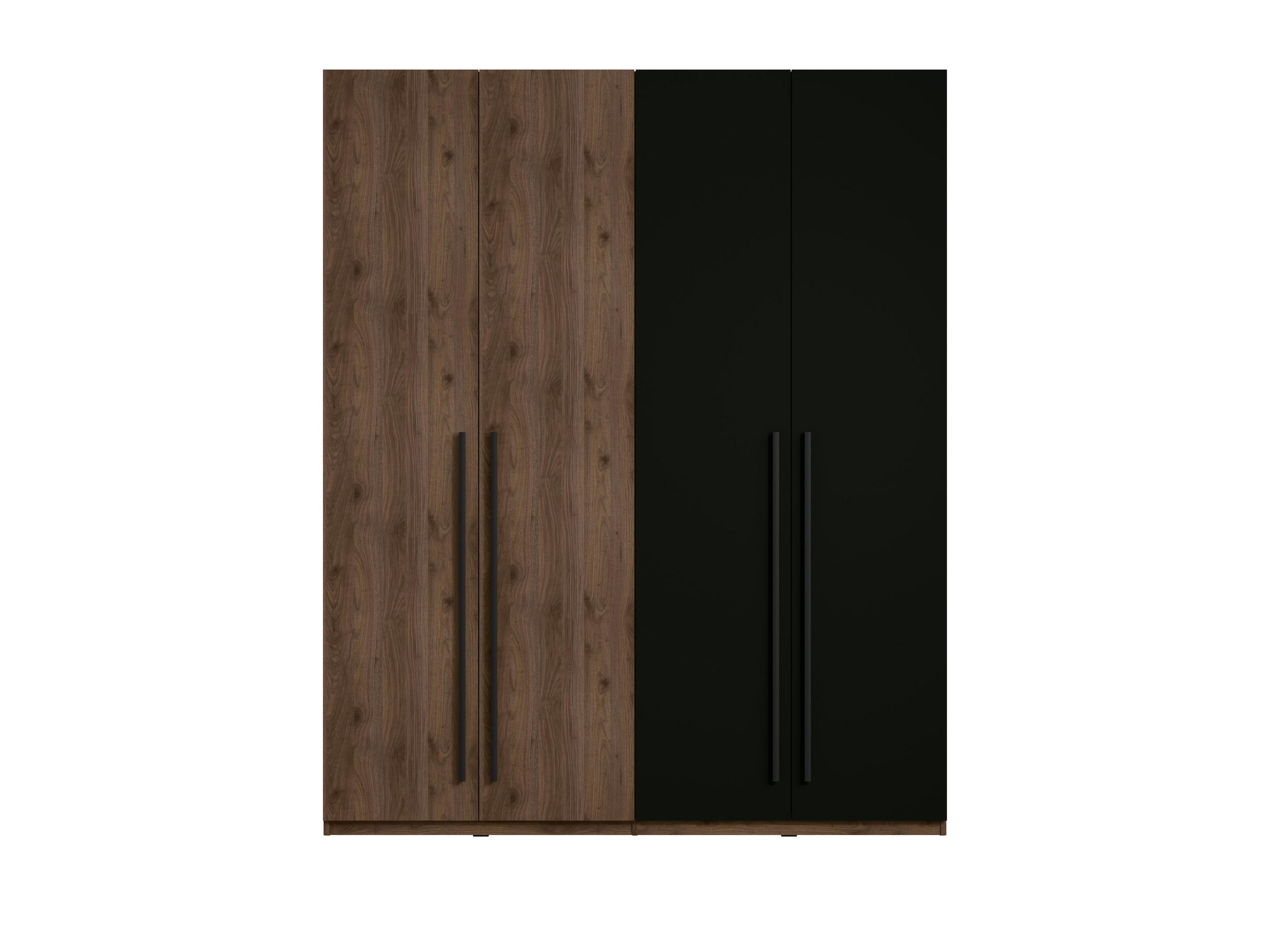 KLEIDERSCHRANK Walnuss, Schwarz 179/221/58 - Schwarz, Holzwerkstoff (179/221/58cm) - RAUMHIRSCH FURNITURE
