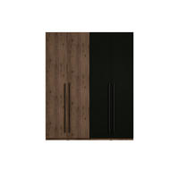 KLEIDERSCHRANK Walnuss, Schwarz 179/221/58 - Schwarz, Holzwerkstoff (179/221/58cm) - RAUMHIRSCH FURNITURE