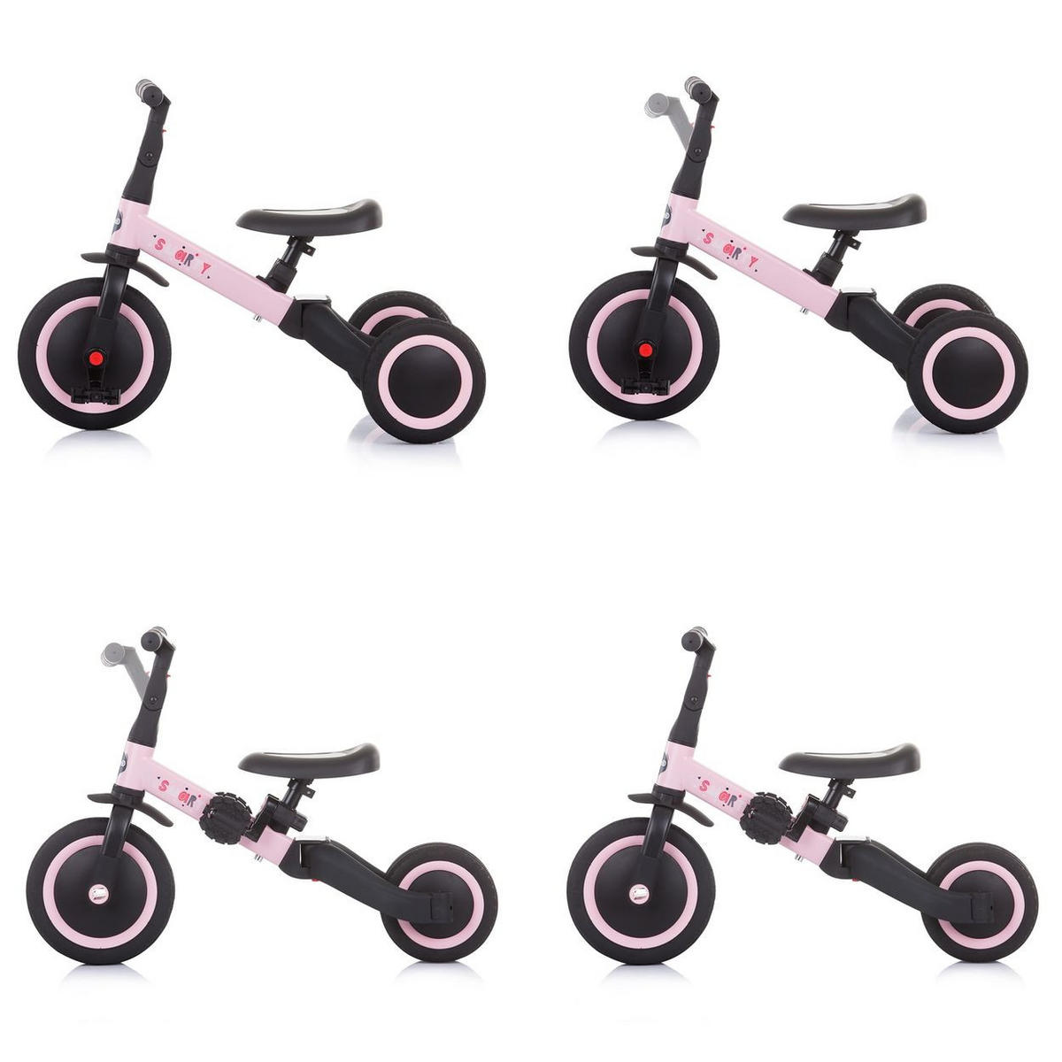 DREIRAD Smarty 2 in 1 rosa Laufrad Gummireifen umbaubar Pedale verstellbar - Rosa, Metall (67/46/52cm) - Chipolino