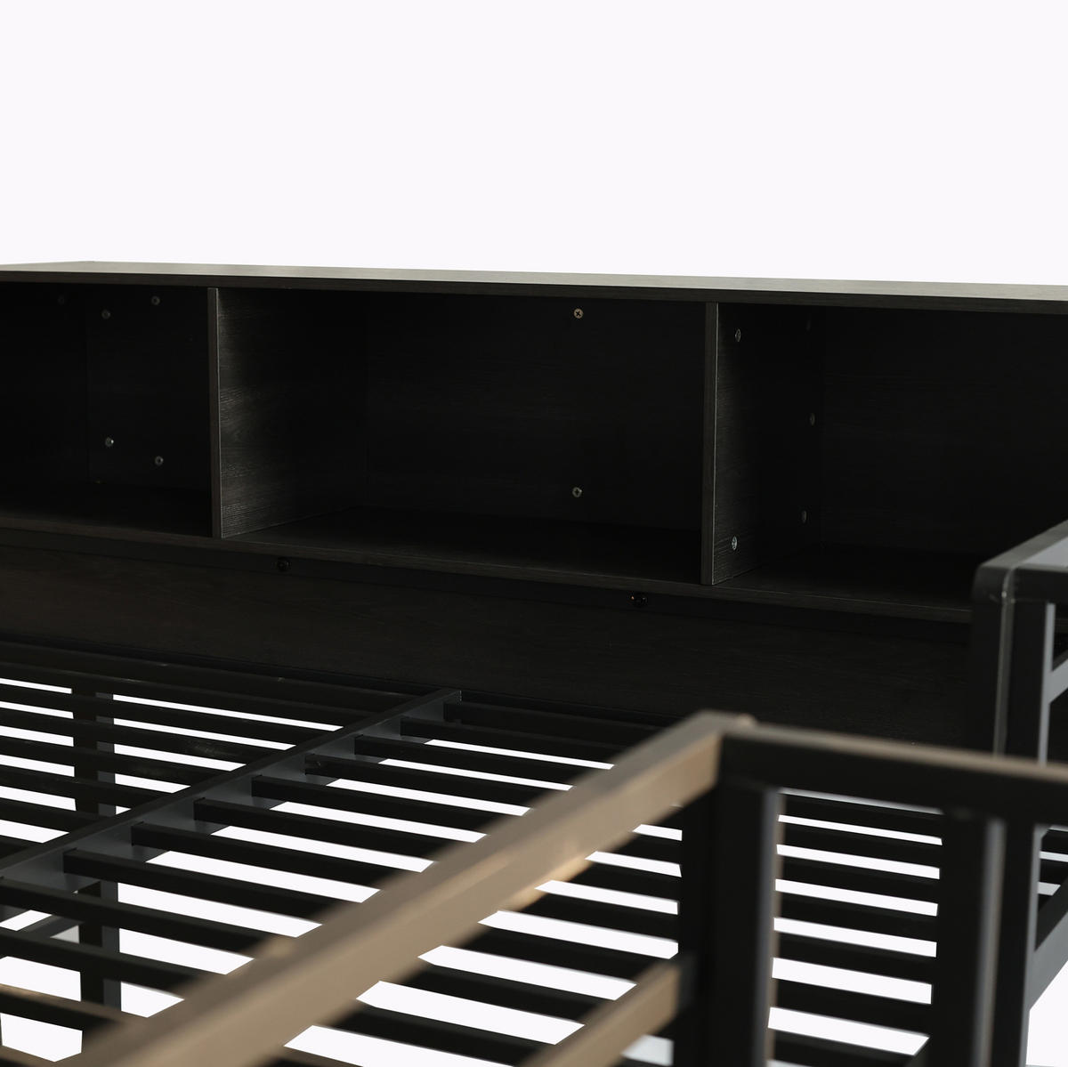 ETAGENBETT 90/200 cm & 140/200 cm in Schwarz mit Stauraum und Treppe - Schwarz, Metall (140/200cm) - CHICFURN